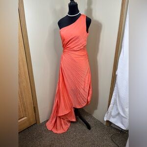 Aakaa One-Shoulder Coral Dress